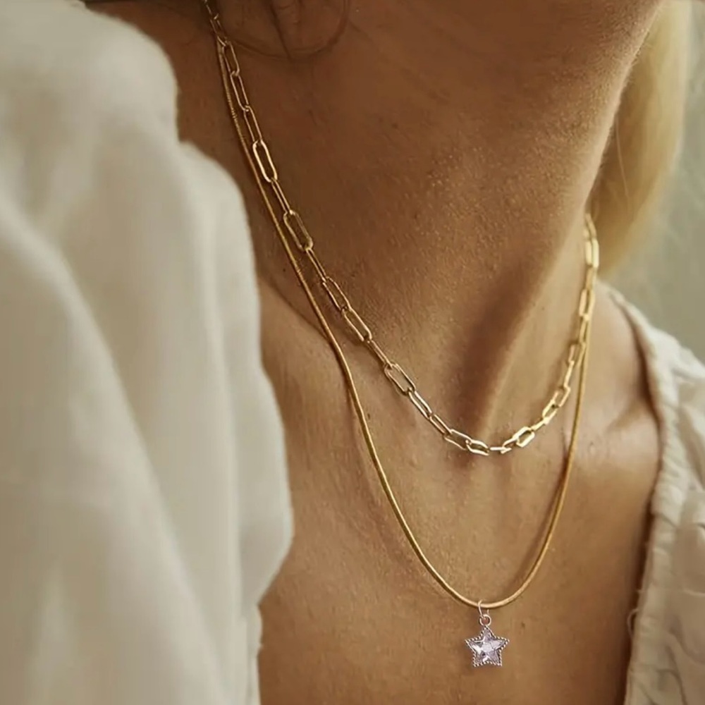 18K Plated Double Layer Necklace